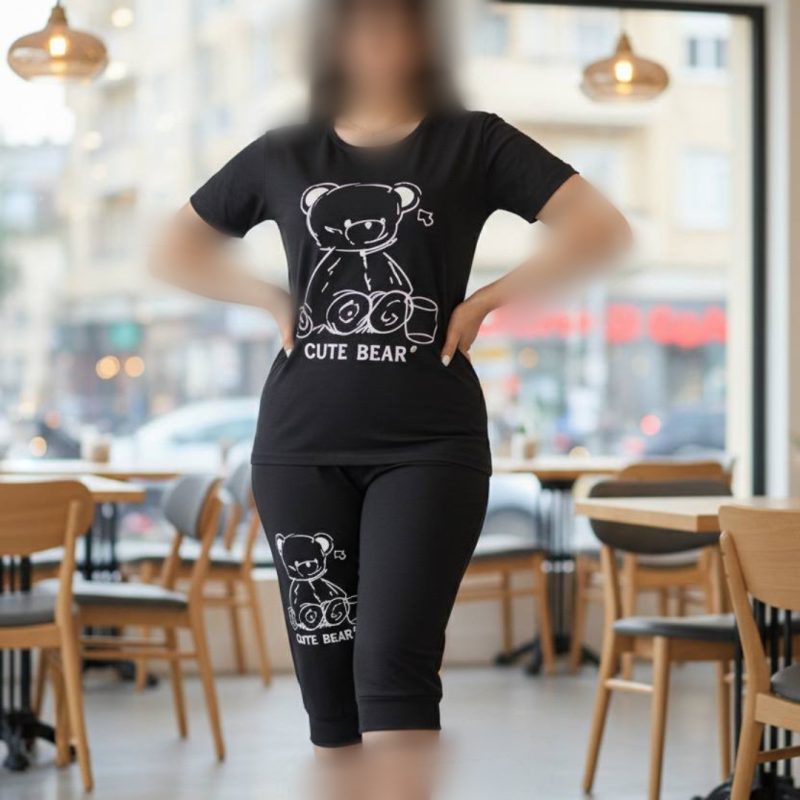 تیشرت شلوارک(چاپ خرس) (پک 5 عددی)