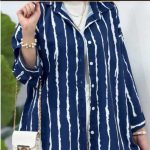 شومیز جلو دکمه پری خط ریز کد 2 (پک 5 عددی)