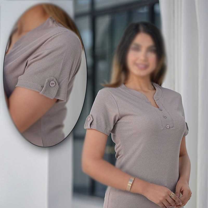 تیشرت نیم آستین(قاپک دار ) (پک 6 عددی)