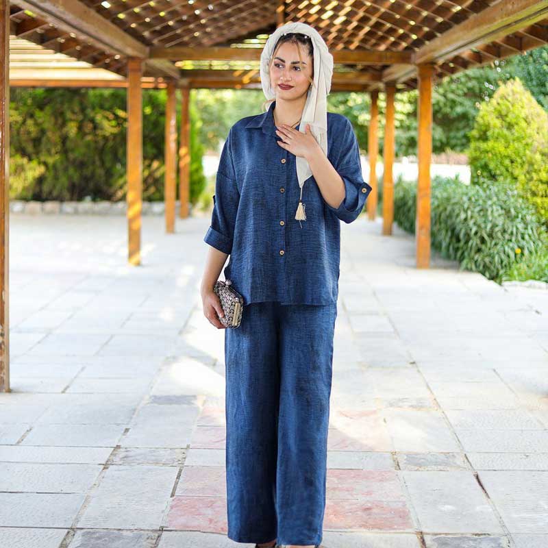 ست مانتو شلوار [کمری جدا و دکمه و زیپ‌خور]  (پک 7 عددی)