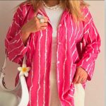 شومیز جلو دکمه پری خط درشت (پک 6 عددی)