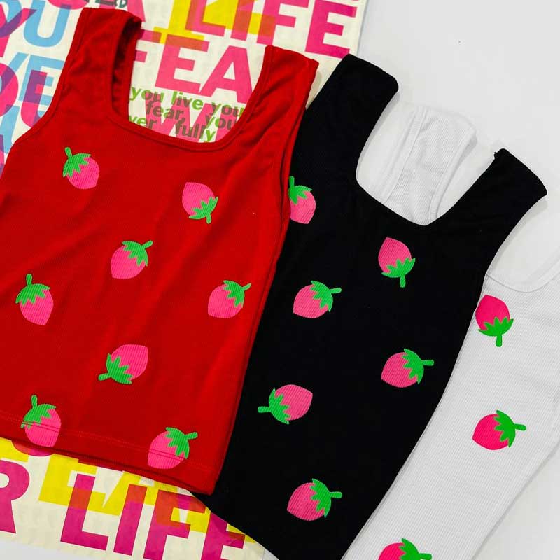 تاپ یقه خشت توت فرنگی (پک 13 عددی)