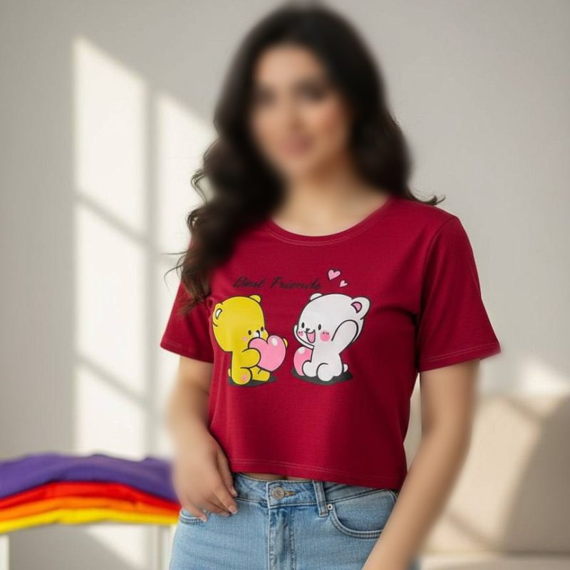 کراپ نیم استین دو خرس (پک 6 عددی)