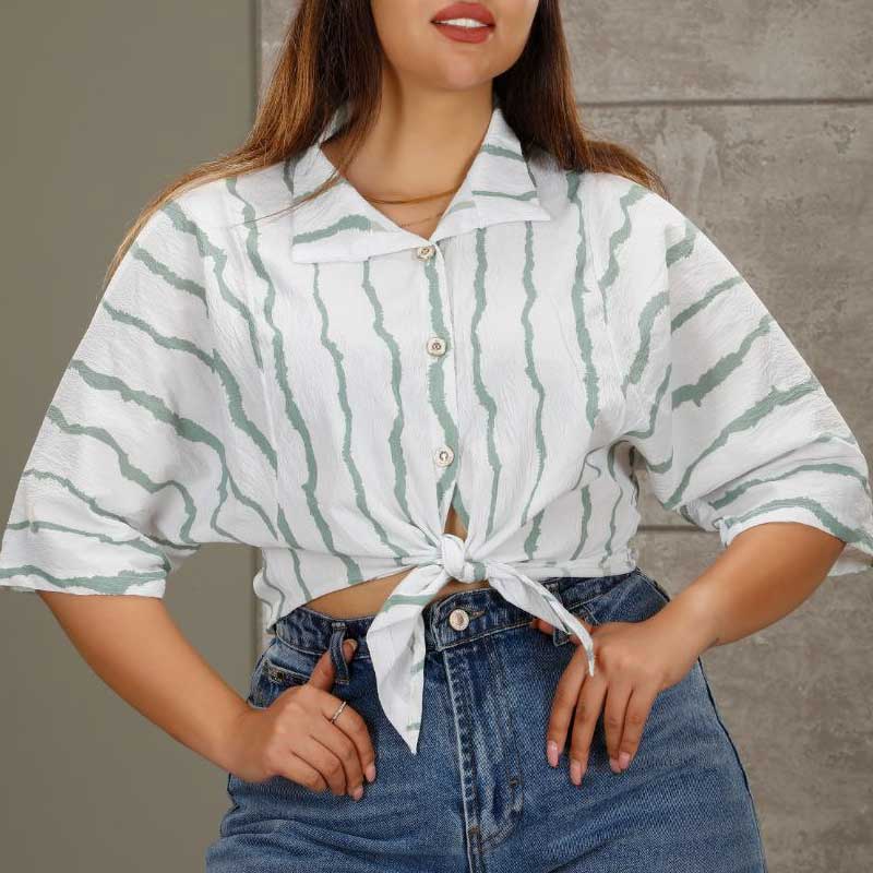 شومیز یقه مردانه جلو گره ای (پک 5 عددی)