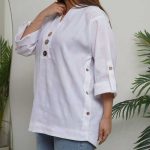 شومیز یقه هفت سه دکمه چوبی (پک 4 عددی)