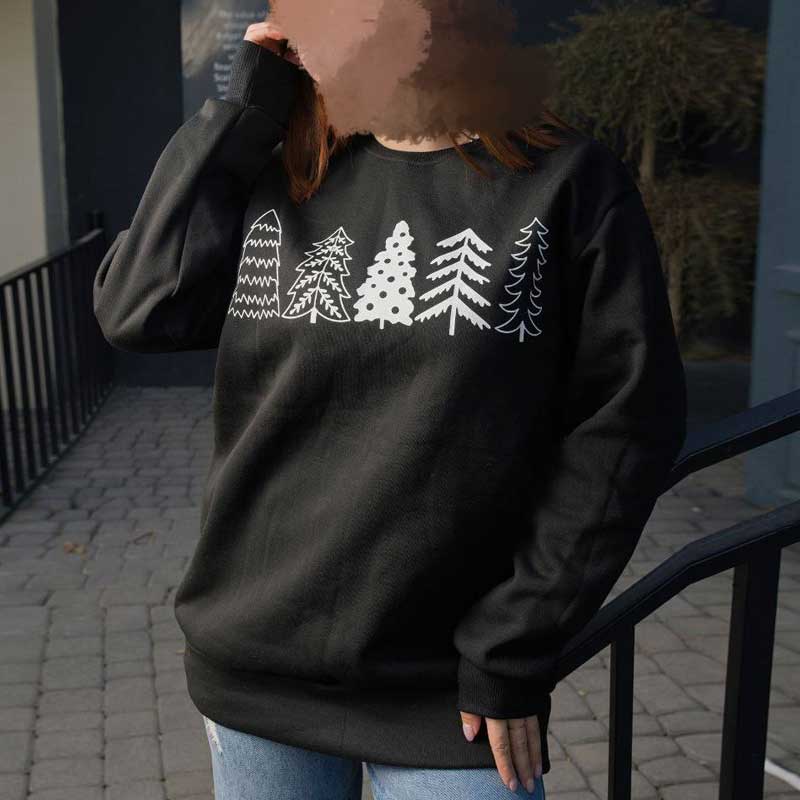 بلوز مشکی چاپ درخت کاج ( پک 3 عددی)