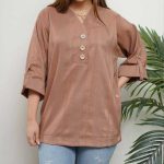 شومیز یقه هفت سه دکمه چوبی (پک 4 عددی)