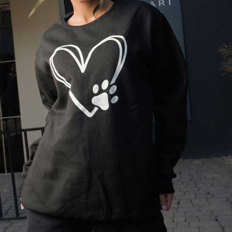 بلوز مشکی چاپ قلب و ردپا ( پک 3 عددی)