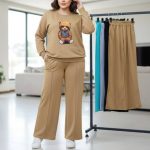 ست بلوز شلوار چاپ برجسته تدی نگینی عمده(پک 4 عددی)