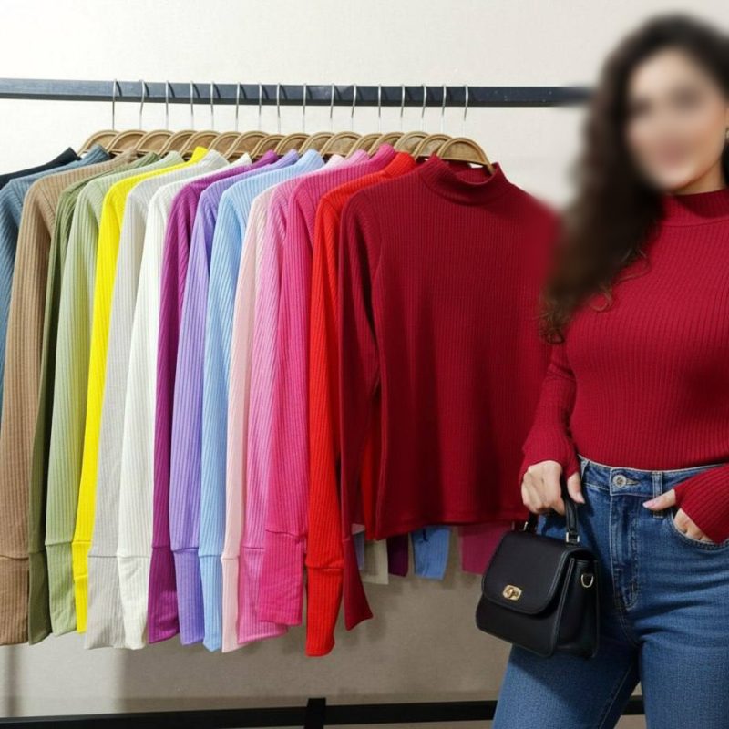 بلوز فینگردار یقه ۳ سانت بیسیک ( پک 6 عددی)