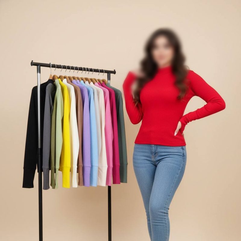 بلوز فینگردار یقه ۳ سانت بیسیک ( پک 6 عددی)