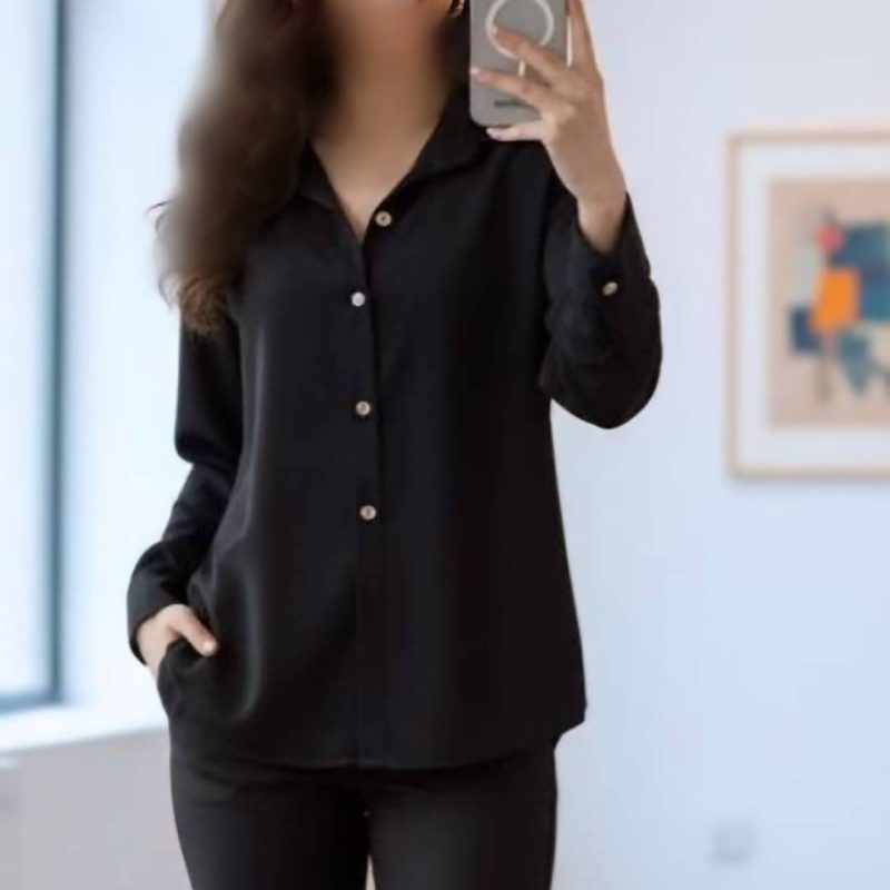 شومیز جلو دکمه الیزه گرم بالا (پک 6 عددی)