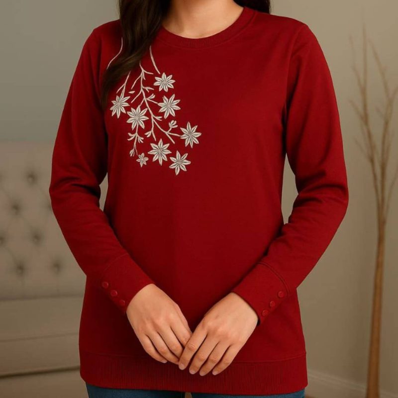 بلوزاستین بلند ۳ دکمه چاپ گل ( پک 6 عددی)