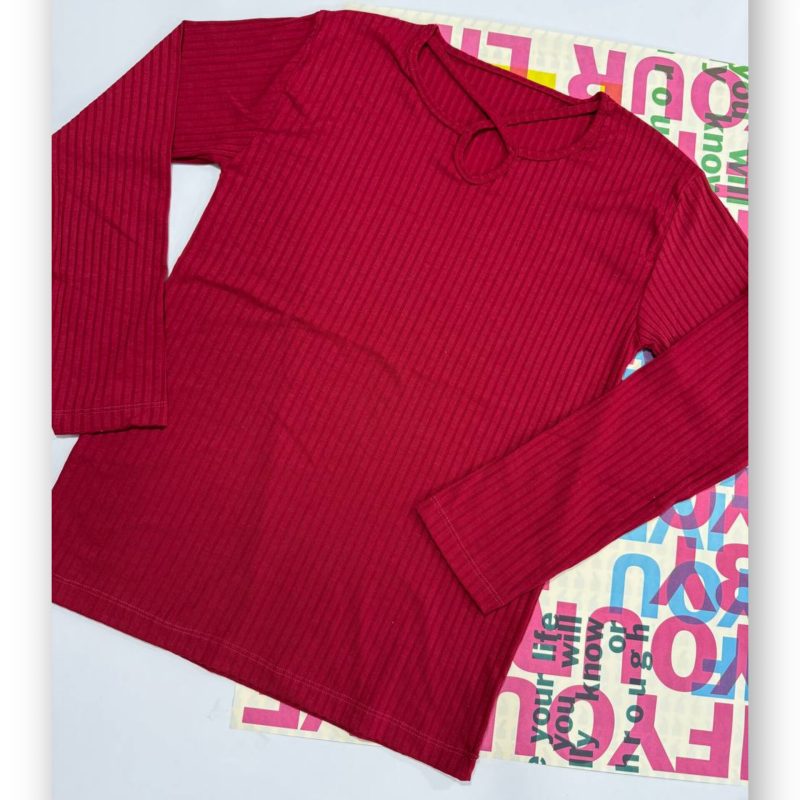 بلوز استین بلند یقه ضربدری عمده (پک 6 عددی)