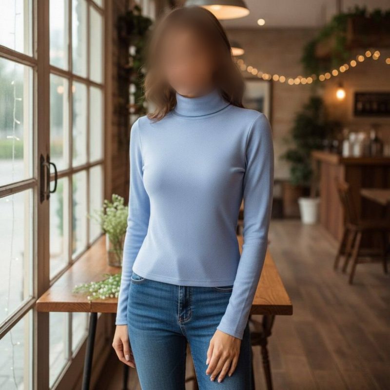 بلوز استین دار بیسیک یقه اسکی عمده (پک 6 عددی)