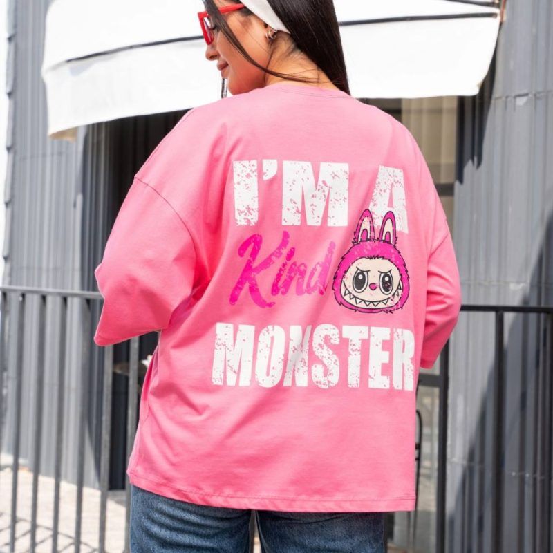 تیشرت باکسی لبوبو پشت پیشی عمده (پک 3 عددی)