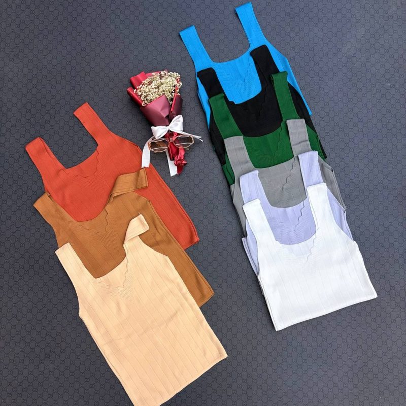 تاپ بافت یقه دالبری عمده (پک 5 عددی)