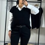 وست بافت قواره دار یقه هفت عمده (پک 4 عددی)