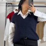 وست بافت قواره دار یقه هفت عمده (پک 4 عددی)