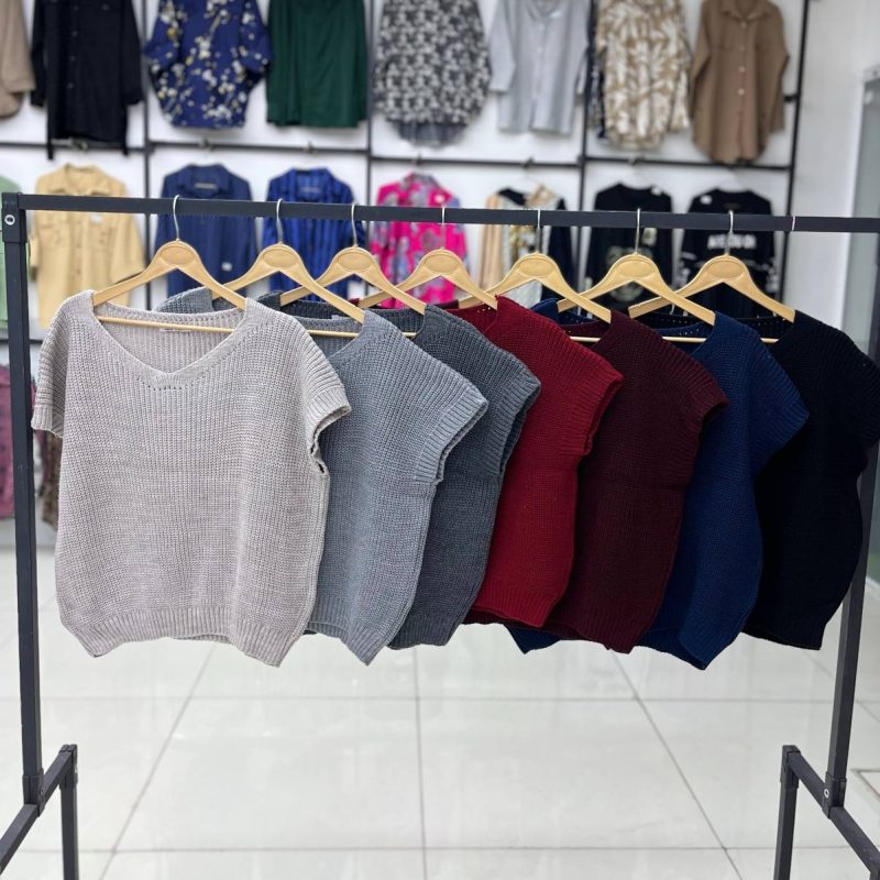 وست بافت قواره دار یقه هفت عمده (پک 4 عددی)