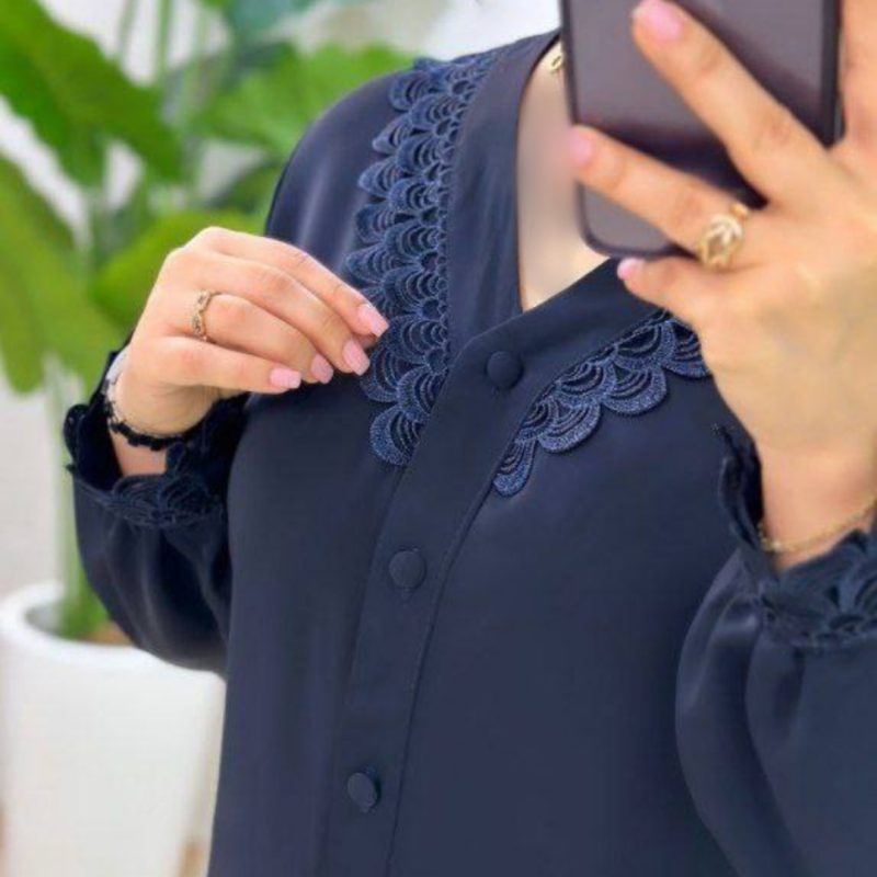 شومیز جلو دکمه خرج کار گیپور عمده (پک 8 عددی)