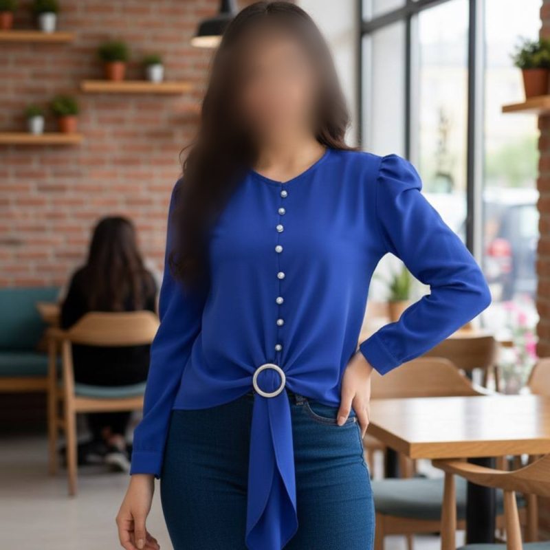 شومیز جلو دکمه گره ای عمده (پک 8 عددی)