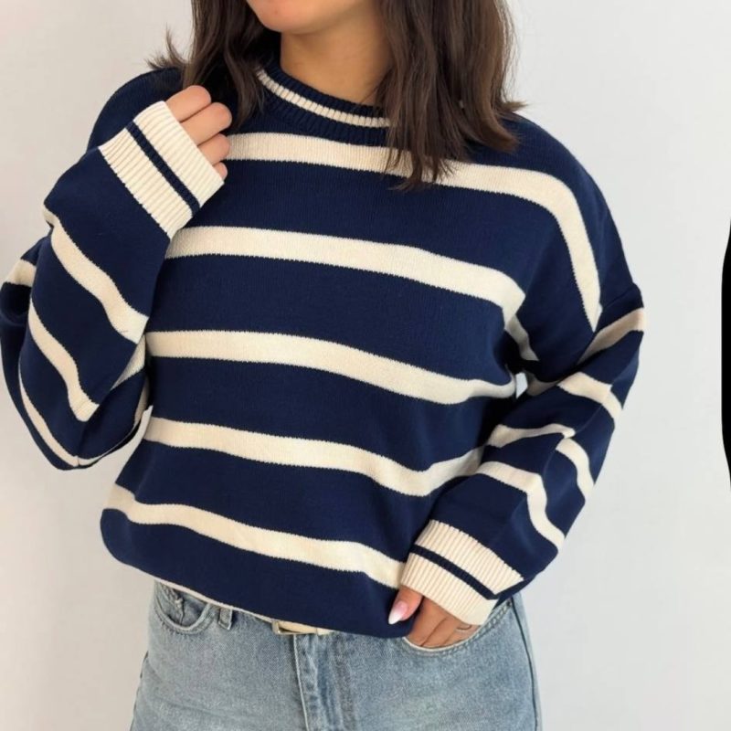 تیشرت بافت پینترستی گرم بالا عمده (پک 6 عددی)