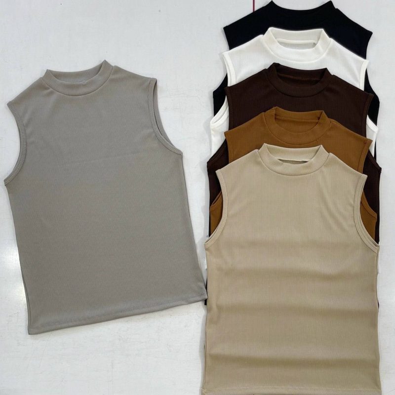 کراپ تاپ بیسیک یقه سه سانت عمده (پک 6 عددی)