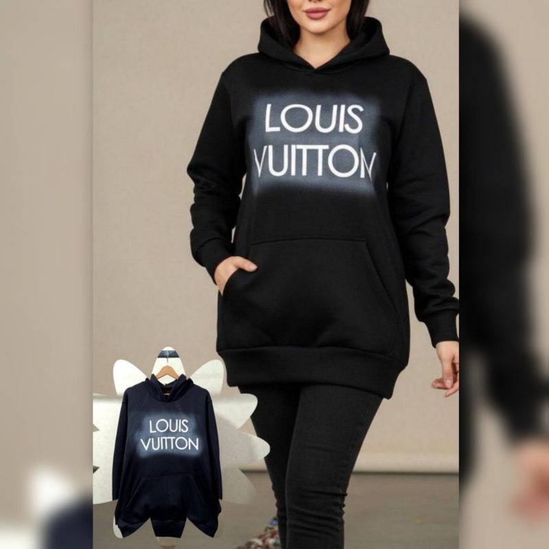 هودی لش مشکی چاپ لویی ویتون عمده (پک 2 عددی)