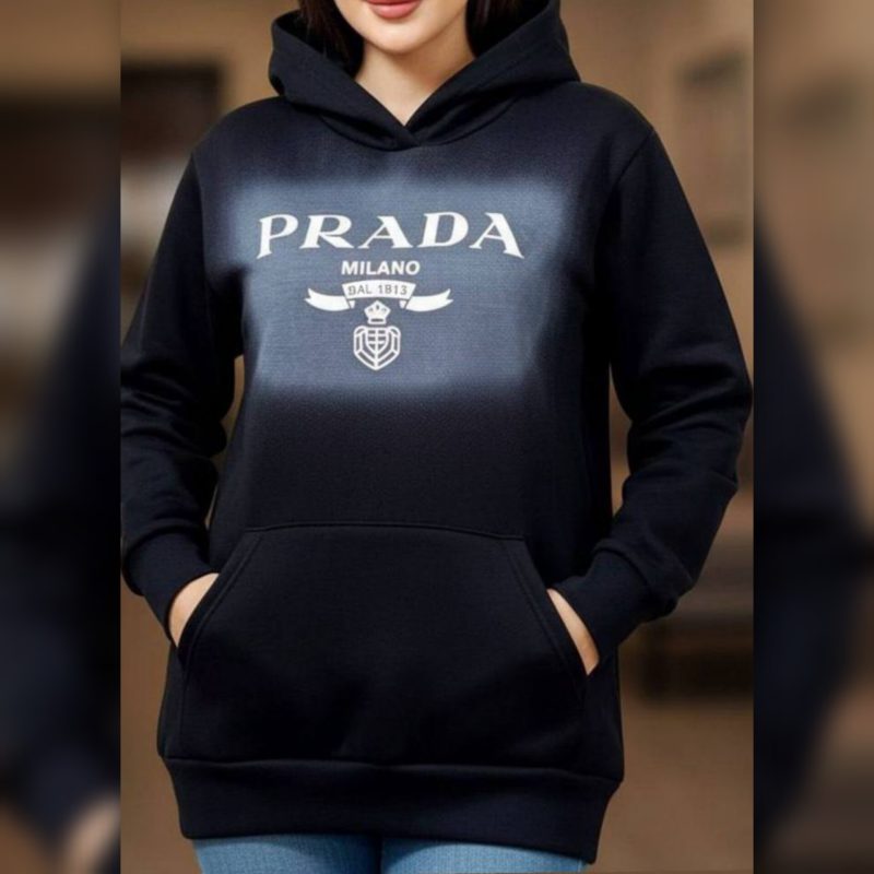 هودی لش مشکی چاپ پرادا عمده (پک 2 عددی)
