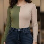 ️بادی آستین بلند از وسط دورنگ عمده (پک 5 عددی)