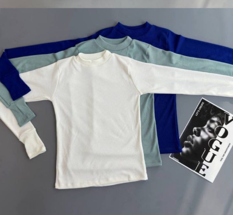 بلوز بیسیک یقه سه سانت فینگری عمده (پک 6 عددی)