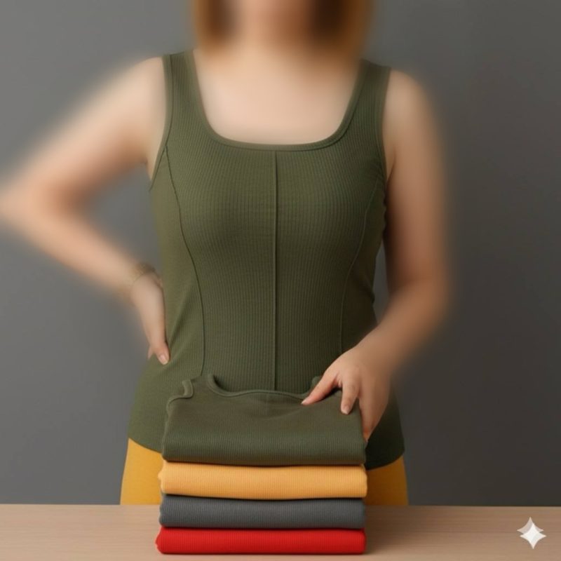 تاپ یقه خشتی جلو‌ دوخت عمده (پک 6 عددی)