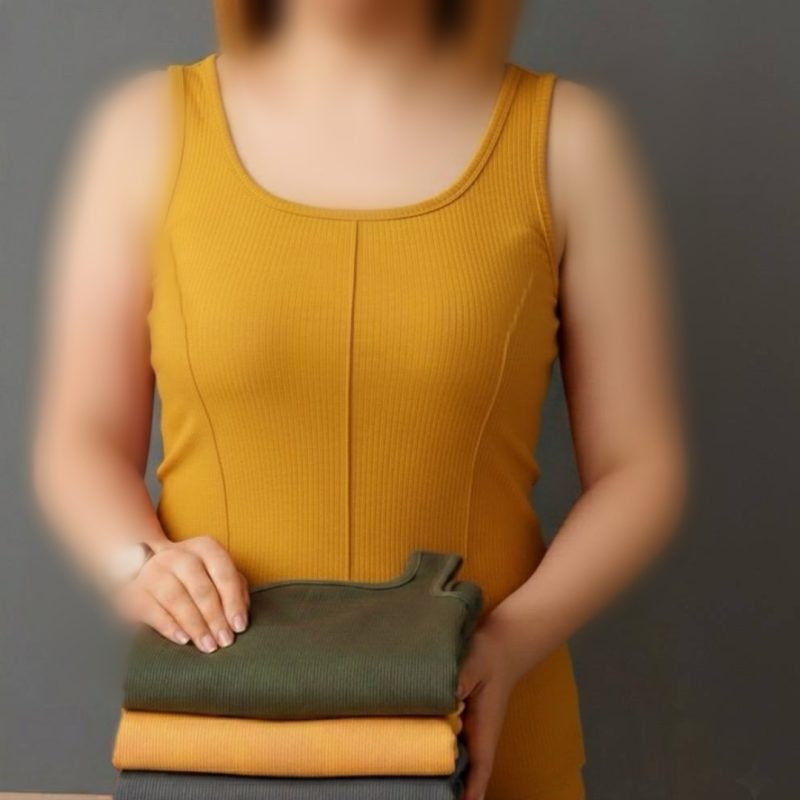 تاپ یقه خشتی جلو‌ دوخت عمده (پک 6 عددی)