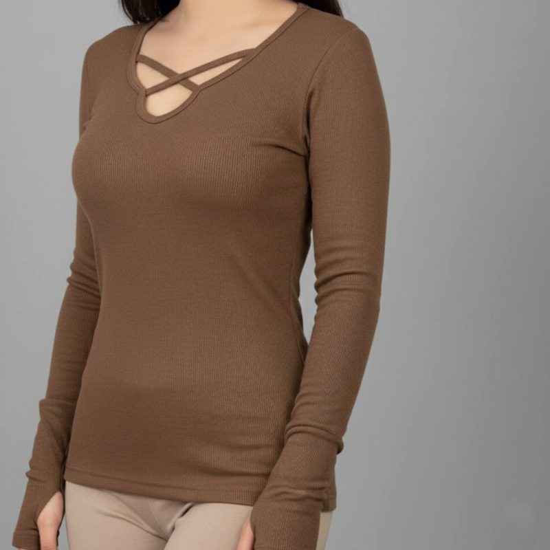 ️بلوز استین فینگر یقه اشکی عمده (پک 6 عددی)