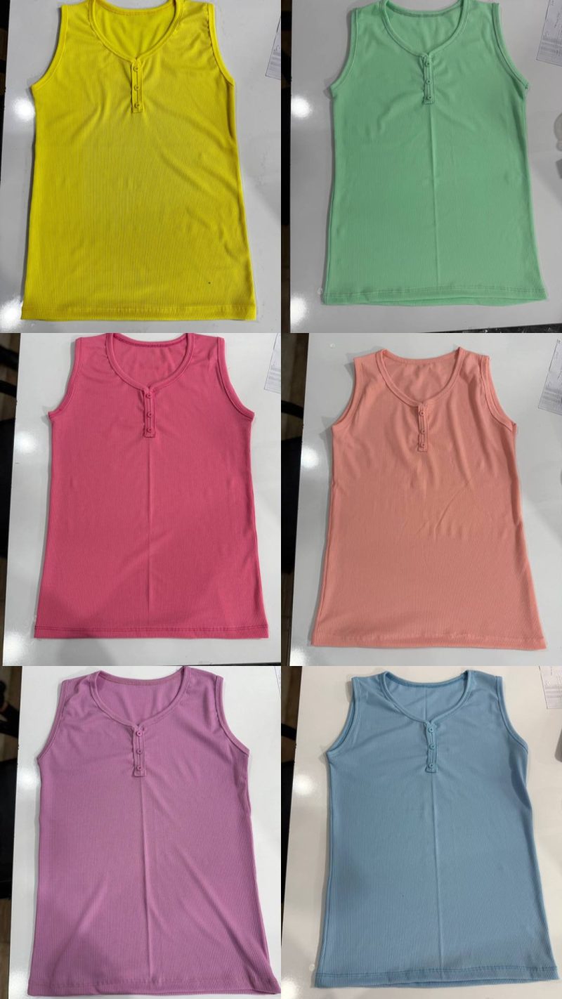 ️تاپ یقه هفت ۳ دکمه قواره دار عمده (پک 6 عددی)️