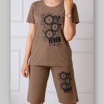 تیشرت شلوارک چاپ ساعت عمده (پک 6 عددی)