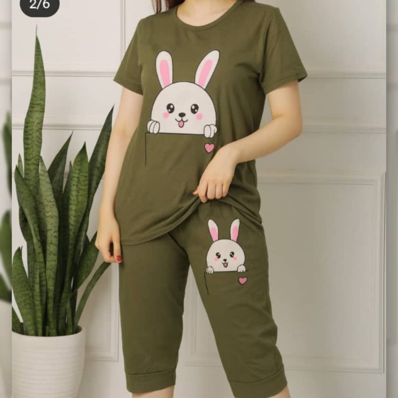 تیشرت شلوارک چاپ خرگوش عمده (پک 6 عددی)