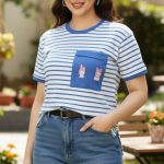 ️تیشرت راه راه کبریتی تک جیب عمده (پک 6 عددی)