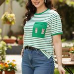 ️تیشرت راه راه کبریتی تک جیب عمده (پک 6 عددی)