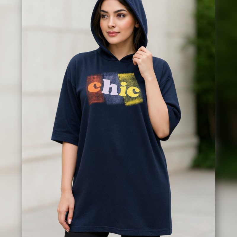 تیشرت باکسی کلاه دار chic عمده (پک 6 عددی)