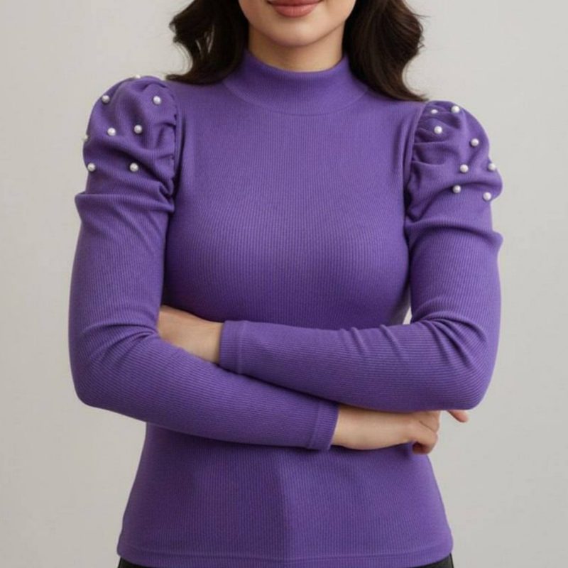 بلوز سرشانه چین مرواریدی عمده (پک 6 عددی)️