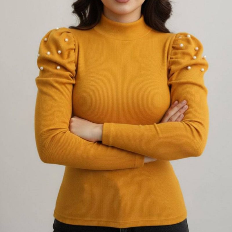 بلوز سرشانه چین مرواریدی عمده (پک 6 عددی)️