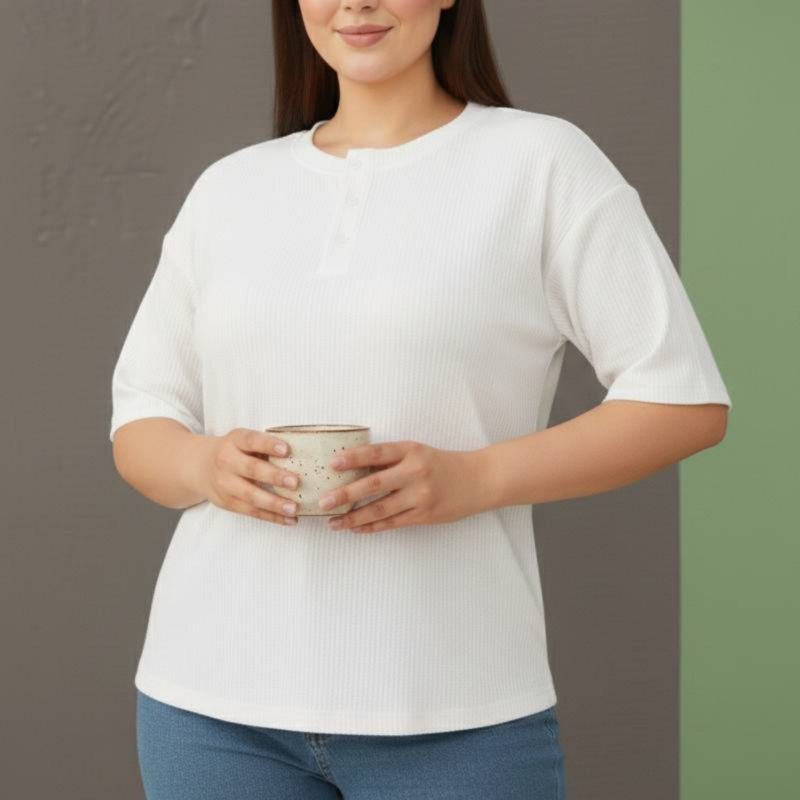 ️تیشرت جلو ۳دکمه قواره بزرگ عمده (پک 6 عددی)️