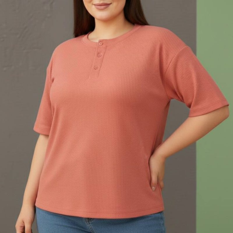 ️تیشرت جلو ۳دکمه قواره بزرگ عمده (پک 6 عددی)️