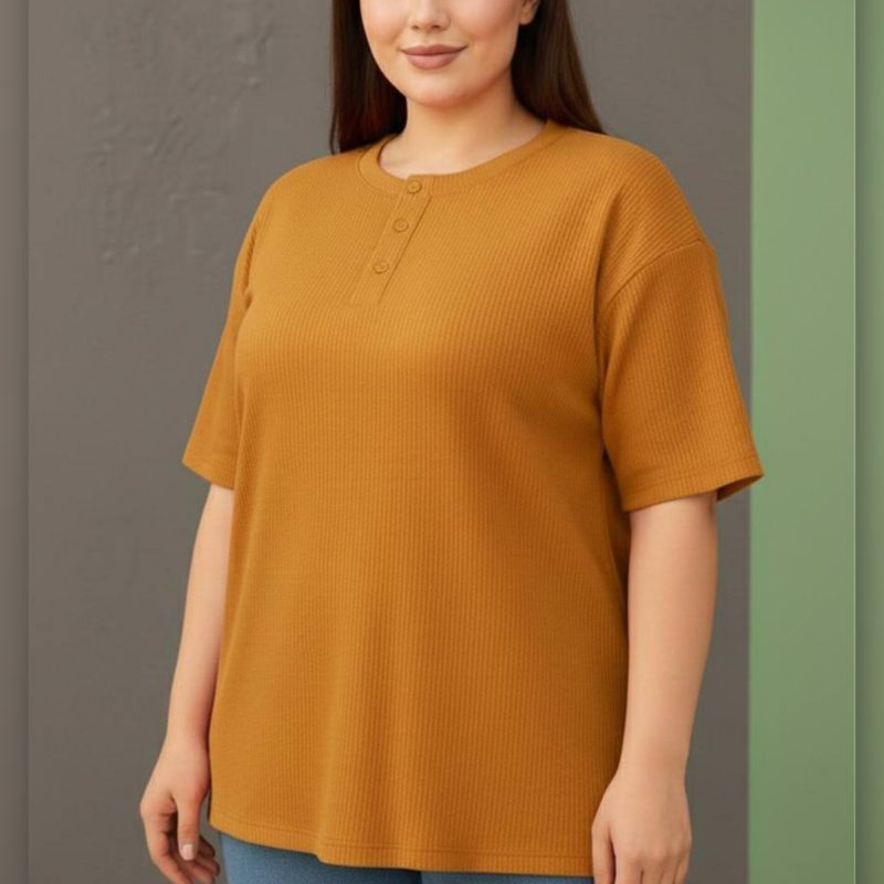 ️تیشرت جلو ۳دکمه قواره بزرگ عمده (پک 6 عددی)️