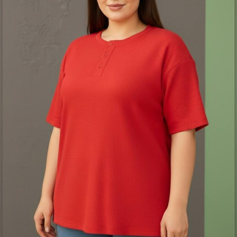 ️تیشرت جلو ۳دکمه قواره بزرگ عمده (پک 6 عددی)️