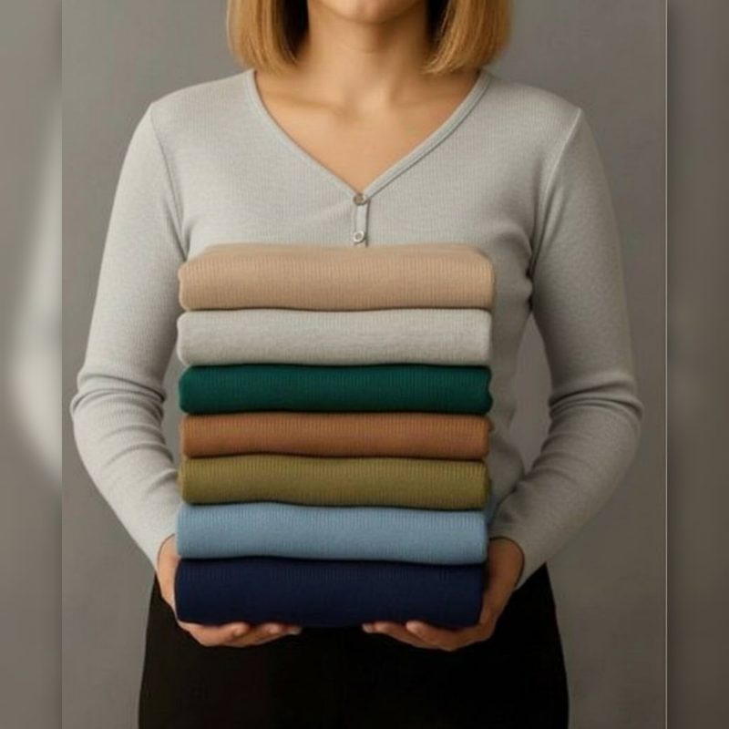 ️بلوز استین دار یقه ۳ دکمه عمده (پک 4 عددی)️