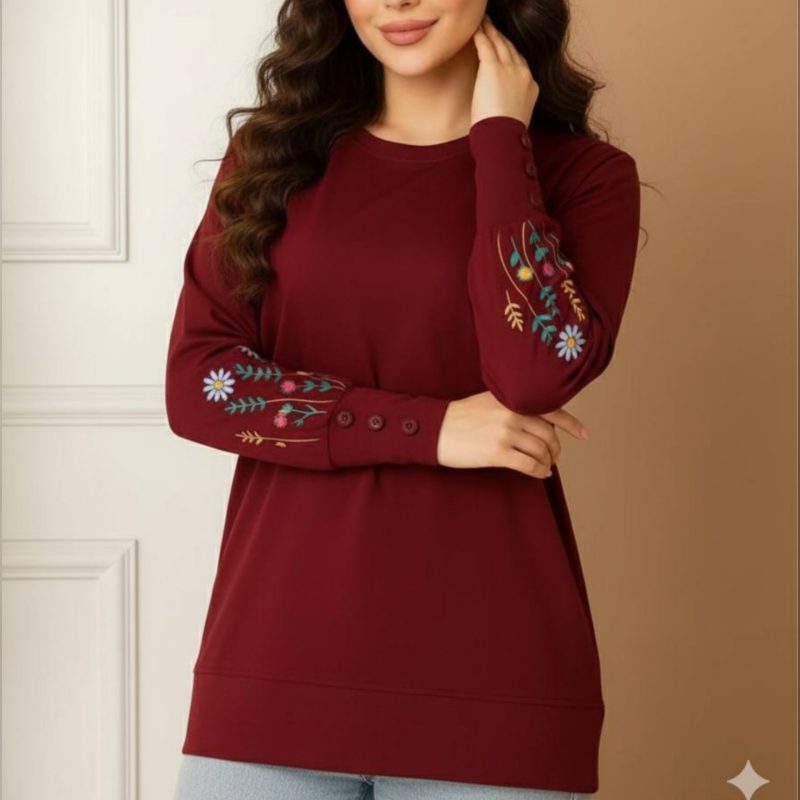 ️بلوز آستین بلند استین گل عمده (پک 7 عددی)️