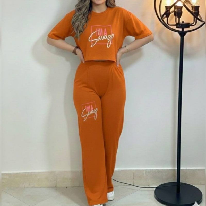 ️ست کراپ و شلوار چاپ IM عمده (پک 6 عددی)️